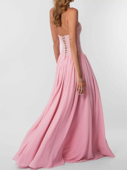 Lace Corset Halter Neck Maxi Dress