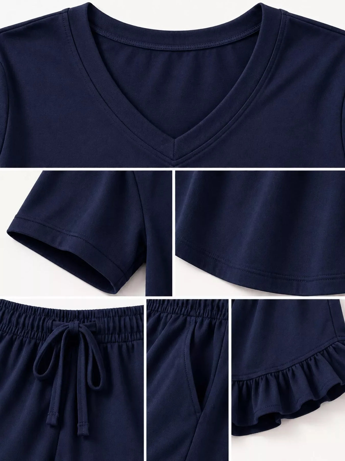 V-Neck Short Sleeve Lounge Set