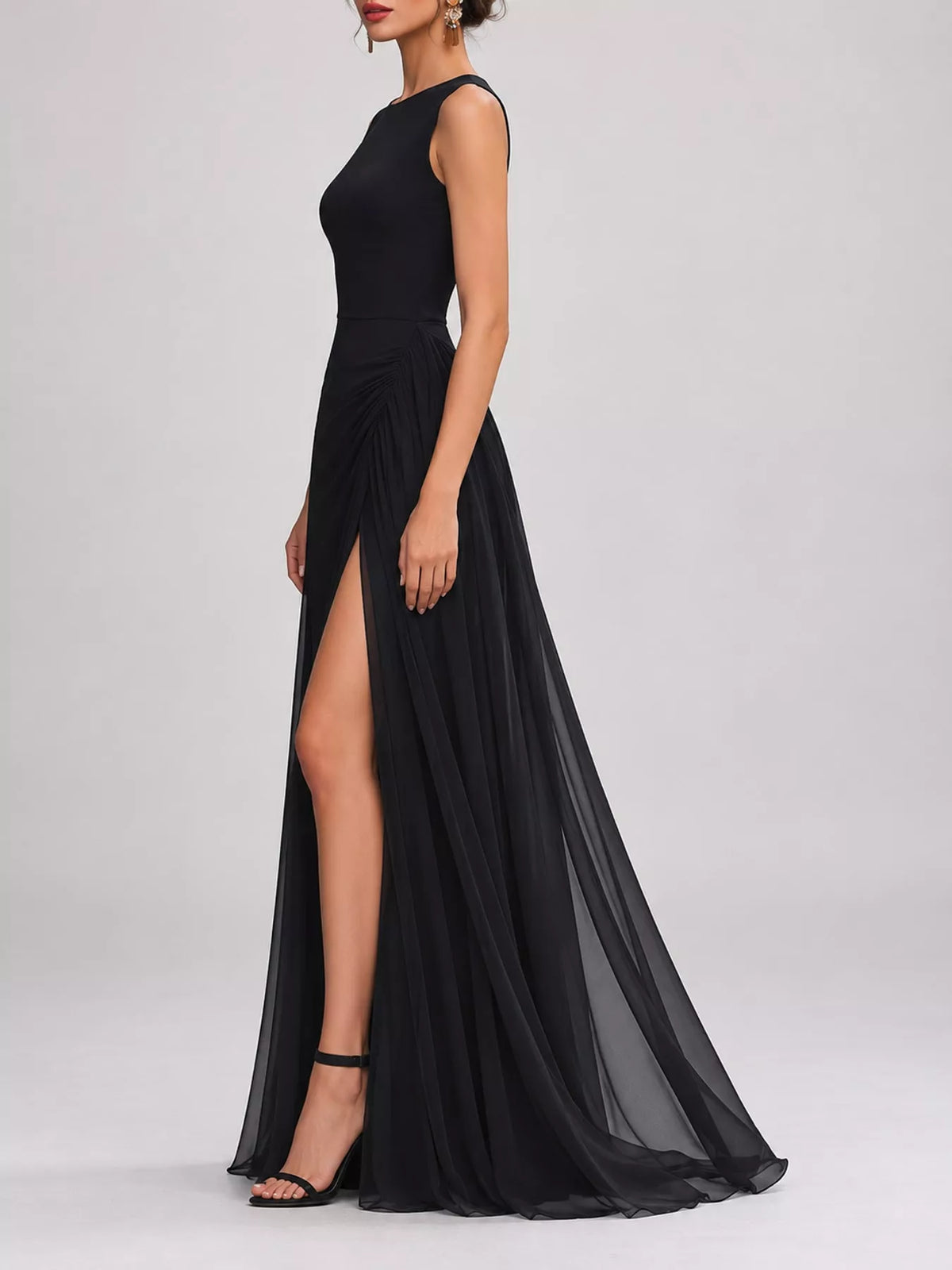 Sleeveless High-Slit Evening Maxi Dress