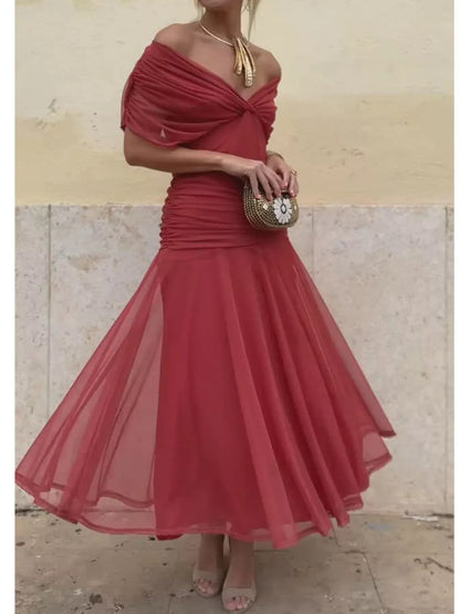 Full Size Off-Shoulder Ruched Maxi Dress