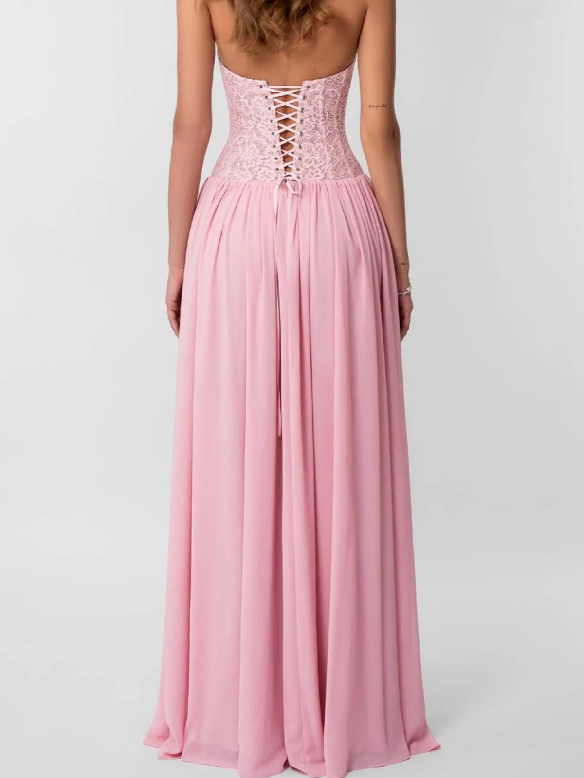 Lace Corset Halter Neck Maxi Dress