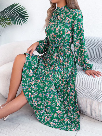 Floral Print Long Sleeve Midi Dress