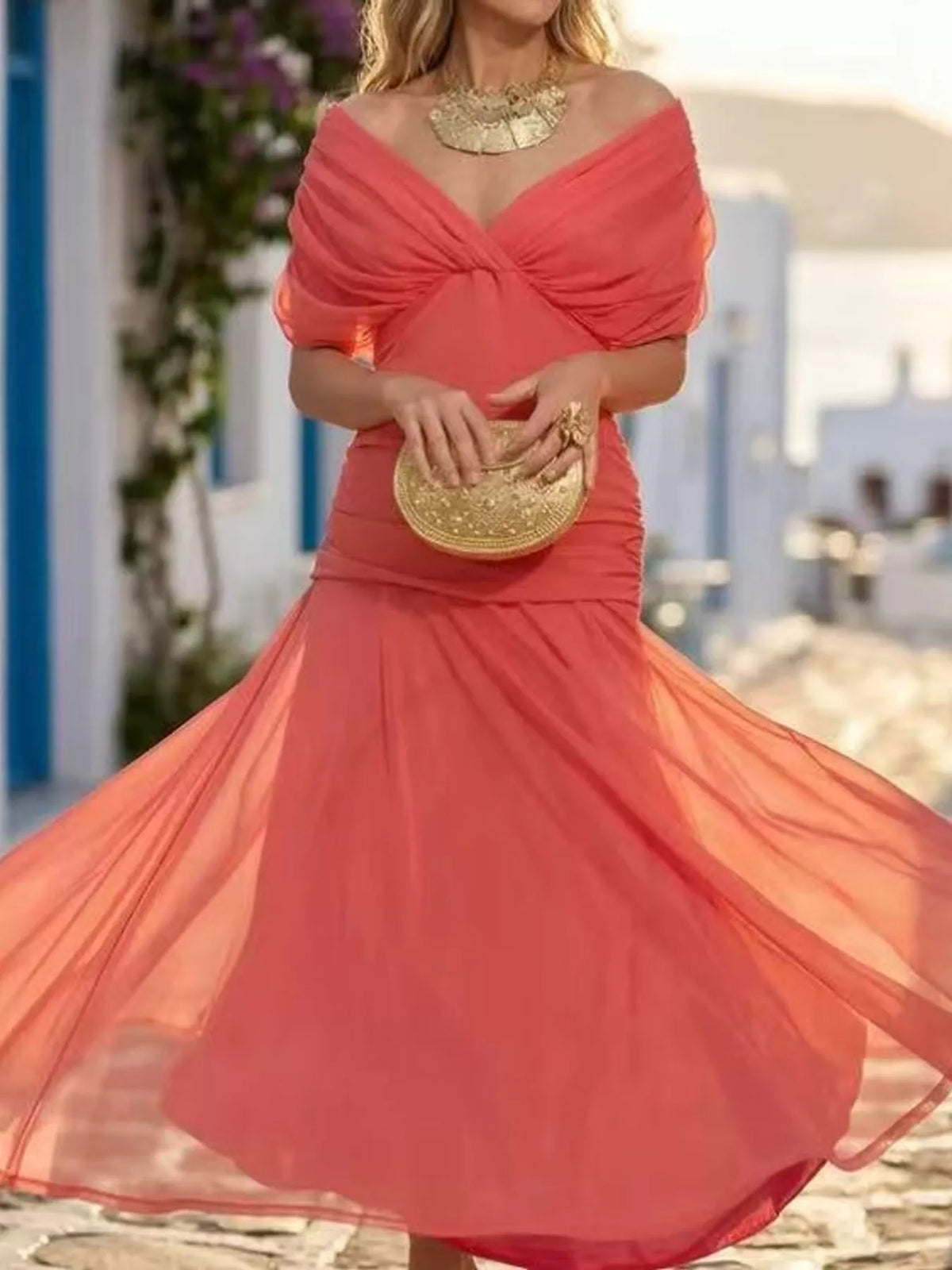 Full Size Off-Shoulder Ruched Maxi Dress