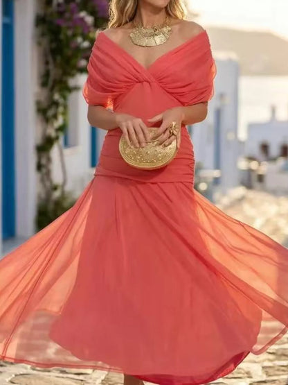 Full Size Off-Shoulder Ruched Maxi Dress