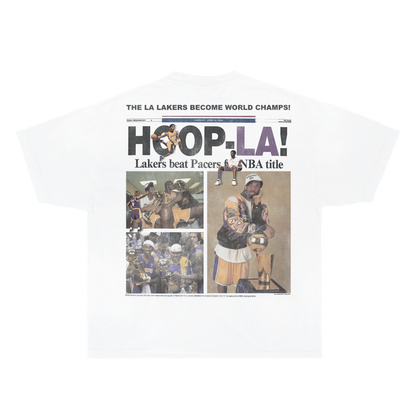Kobe Bryant First At Last Newspaper Vintage Boxy Shirt Streetwear Y2K Oversized