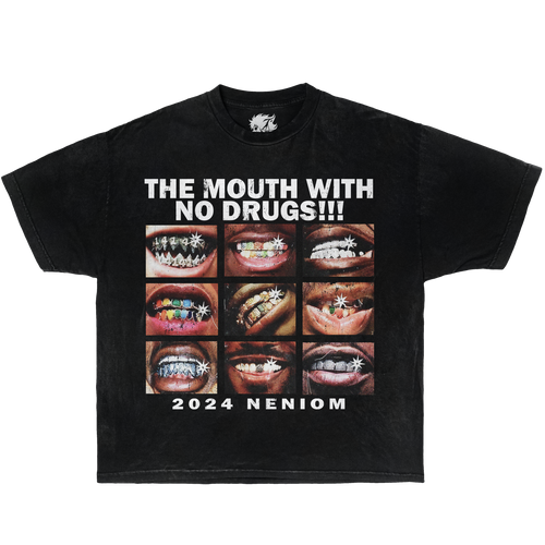 No Drugs Mouth Vintage Oversized Boxy Shirt Unisex Graphic Tees Streetwear Y2K