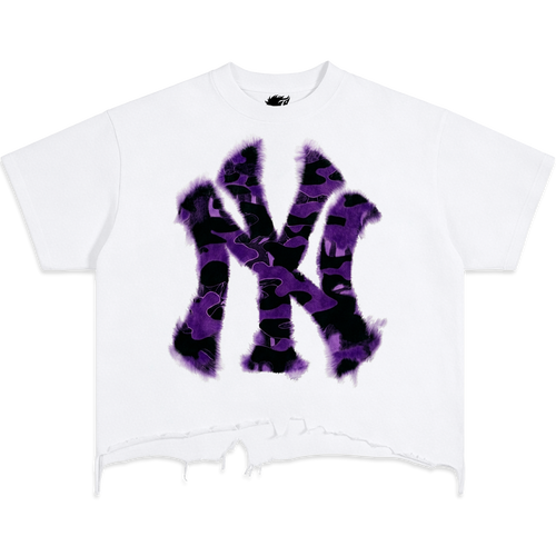 Destroyed NYC Inked Purple Camouflage Shirt Vintage Oversized Boxy T-shirt Graphic Y2K