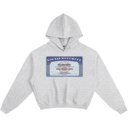 Neniom Social Security Card Boxy Hoodie Streetwear Y2K Oversized Graphic