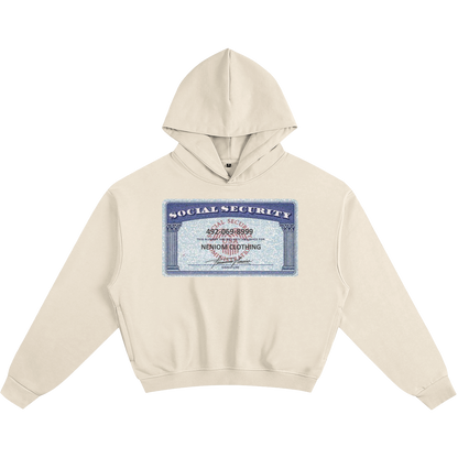 Neniom Social Security Card Boxy Hoodie Streetwear Y2K Oversized Graphic
