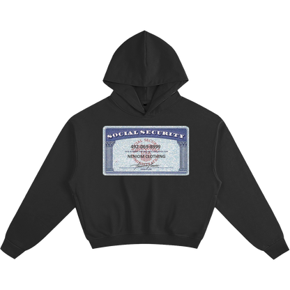 Neniom Social Security Card Boxy Hoodie Streetwear Y2K Oversized Graphic